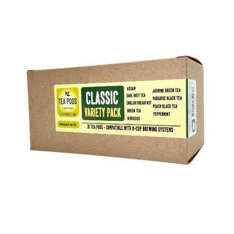 Classic Tea Variety Pack with 18 tea pods compatible with K-Cup brewing systems