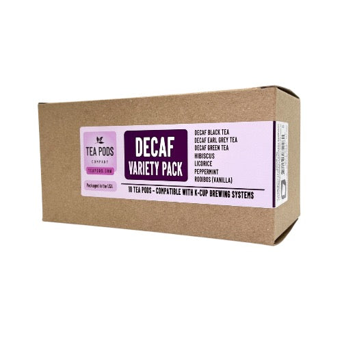 Decaf Tea Variety Pack with 18 tea pods compatible with K-Cup brewing systems